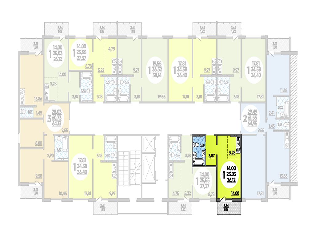 Купить cтудию №089 - 26.12м2, ЖК Суворовский — ВКБ-Новостройки